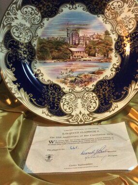 Crown Staffordshire Queen Elizabeth II 25th Coronation Anniversary Plaque Plate